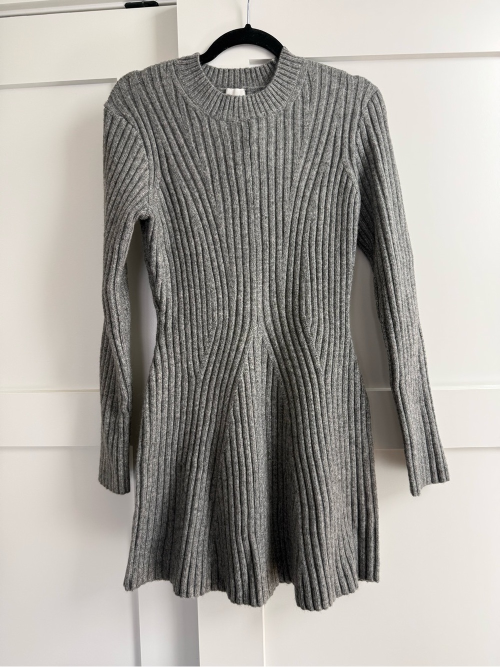 H&M Ribbed Knit Long Sleeve Dress - Gray - Picture 2 of 5